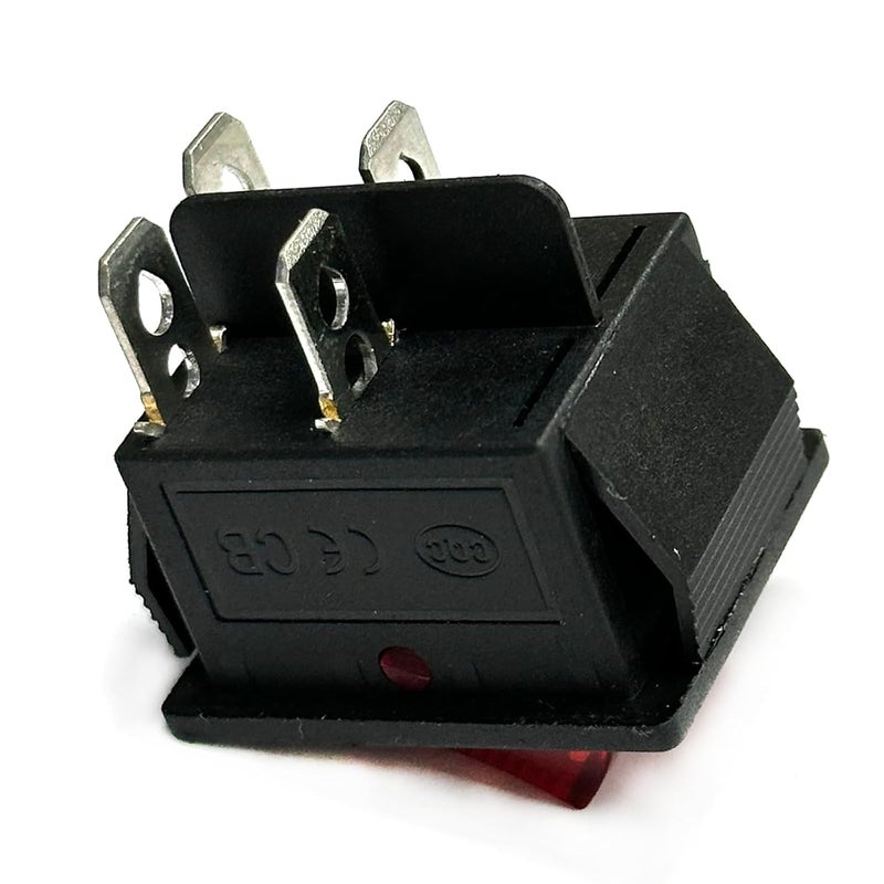 TSYCWQ مفتاح روكر KCD4 4 دبابيس مفتاح روكر DPST ON/Off مع إضاءة حمراء مفتاح طاقة قابل للتثبيت 16A 250V AC / 20A 125V AC للاستخدام المنزلي والمركبات البحرية والطرق الوعرة - Image 2
